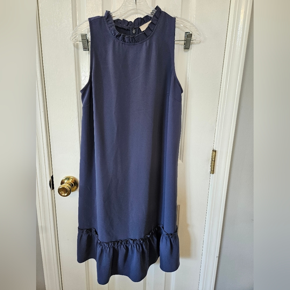 LOFT Navy Sleeveless Ruffle Dress Women's Size 4